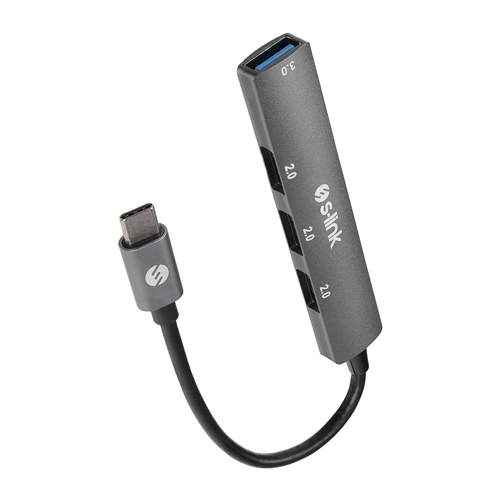 S-Link SW-U324 3xUSB2.0, 1xUSB3.0 Type-C Metal USB Hub Çoklayıcı