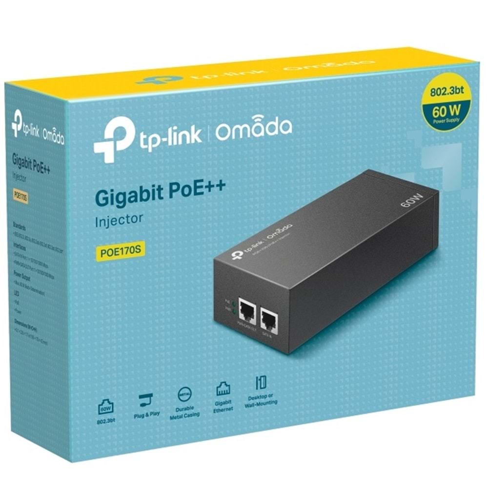 Omada TL-POE170S 48 Volt 60 Watt Gigabit Port PoE Adaptör