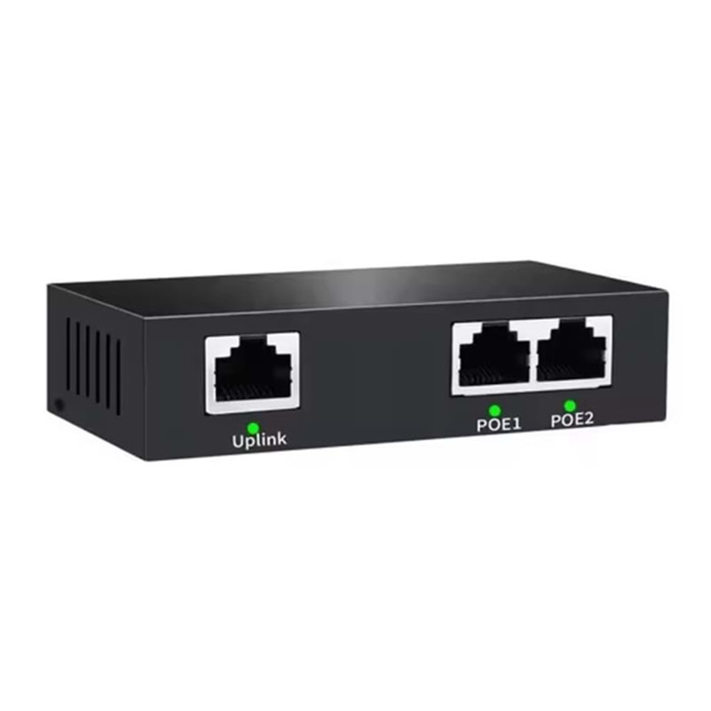 Uranium 1 Port POE GİRİŞ + 2 Port Çıkış Metal Kasa Reperter POE-RP12