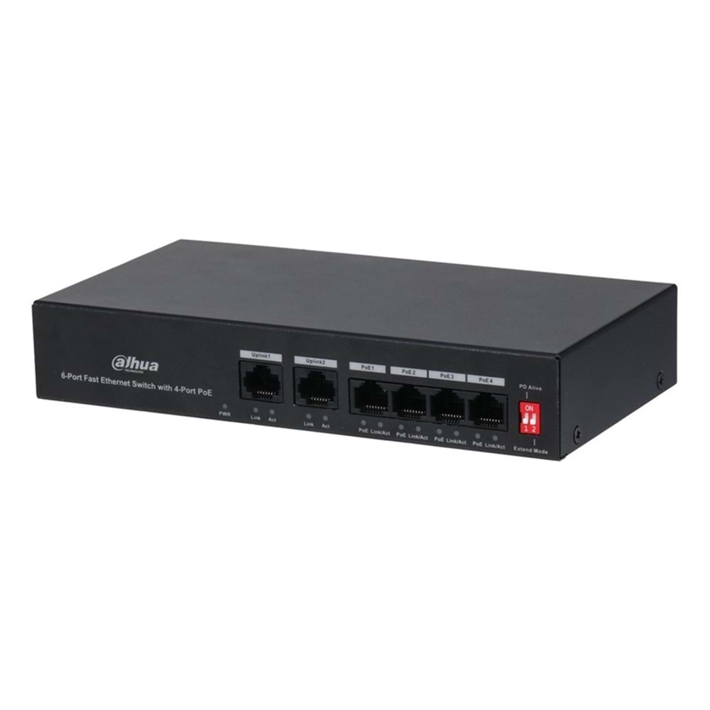 Dahua PFS3006-4ET-36 4 Port PoE (36W) 10/100Mbps + 2FE Uplink Switch