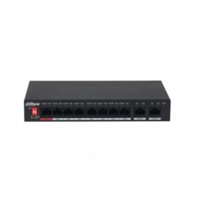 Dahua PFS3010-8ET-96-V2 8PORT 8XFE-2XFE 96W Yönetilemez POE Switch