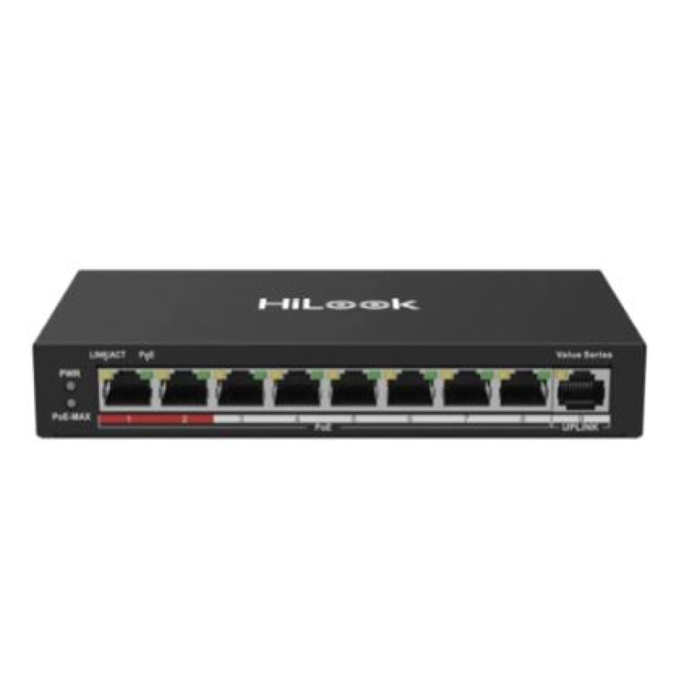 HiLook NS-0109P-60(B)(O-STD) 8XFE+1XFE Uplink Yönetilemez 60W POE Switch