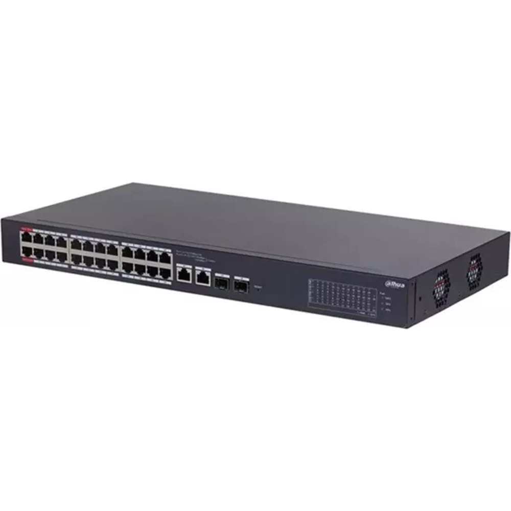 Dahua DH-CS4226-24ET-375 24XFE-2GE-2XSFP 375W Yönetilebilir POE Switch