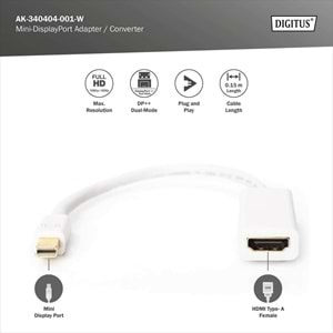Digitus Mini DisplayPort Çevirici to HDMI Dişi