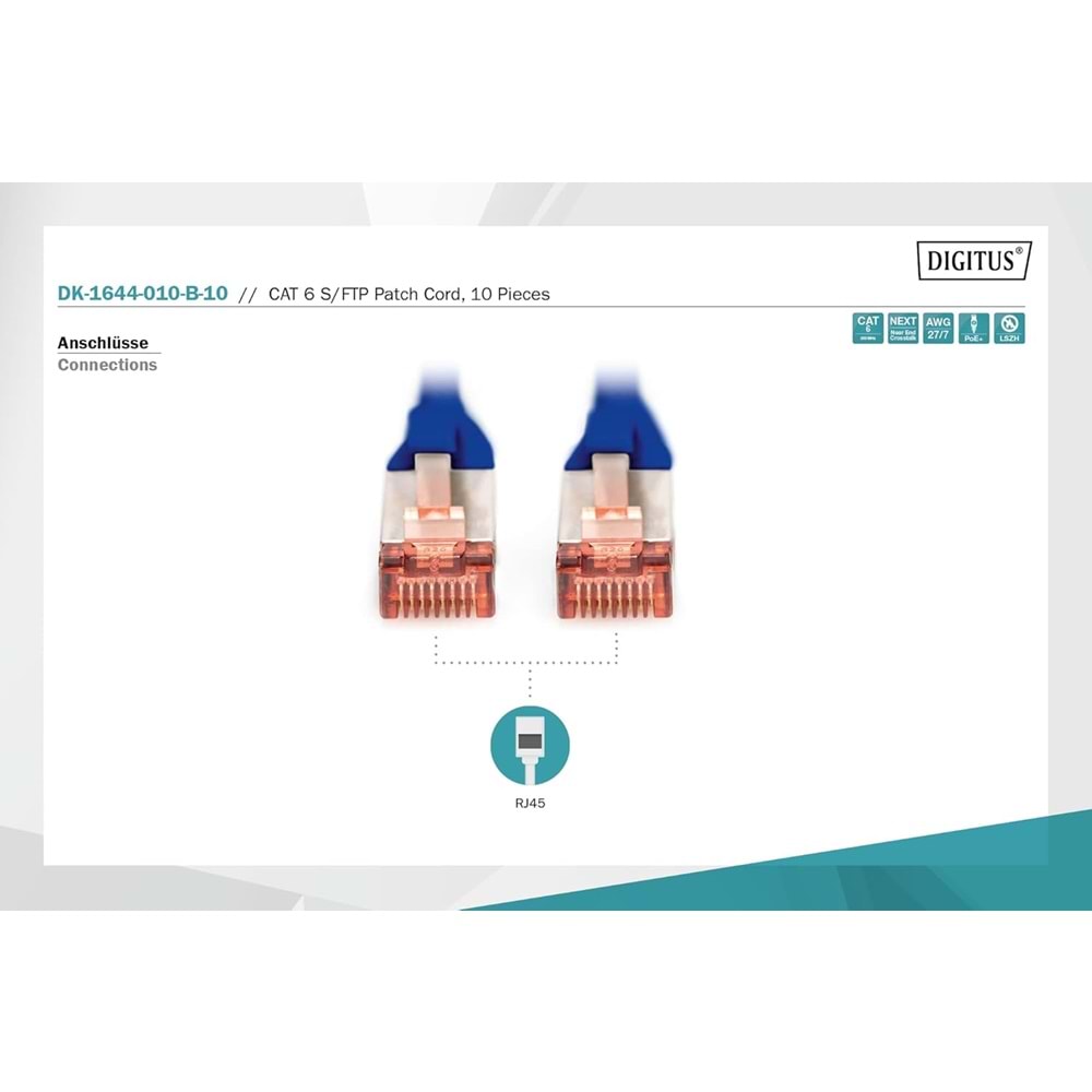 Digitus Patch Kablo Cat6 Mavi (0.25m)