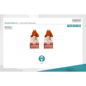 Digitus Patch Kablo Cat6 Kırmızı (0.25m)