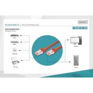 Digitus Patch Kablo Cat6 Kırmızı (0.25m)