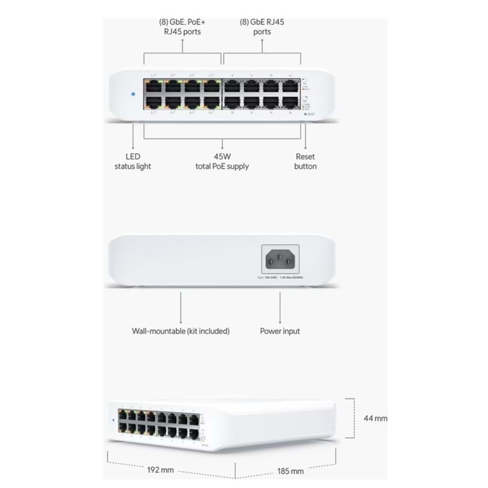 UBNT UniFi 16Port 8 Port PoE Gigabit Lite Switch
