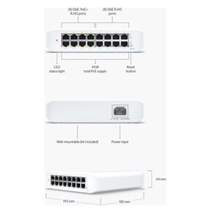 UBNT UniFi 16Port 8 Port PoE Gigabit Lite Switch