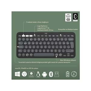 Logitech Pebble 2 Blutooth K&M Set Siyah