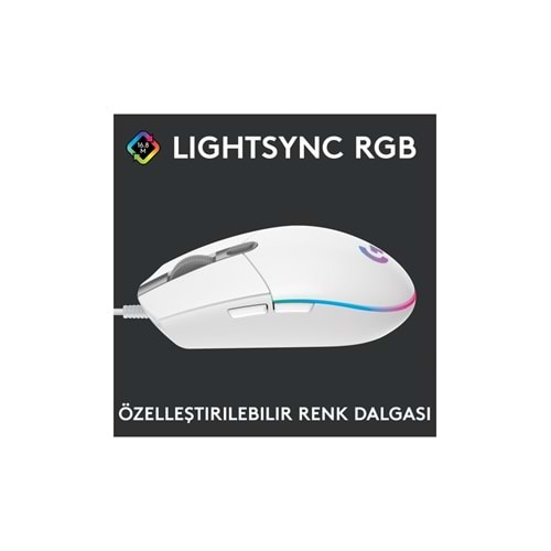 Logitech G G102 Lightsync Gaming Mouse Beyaz