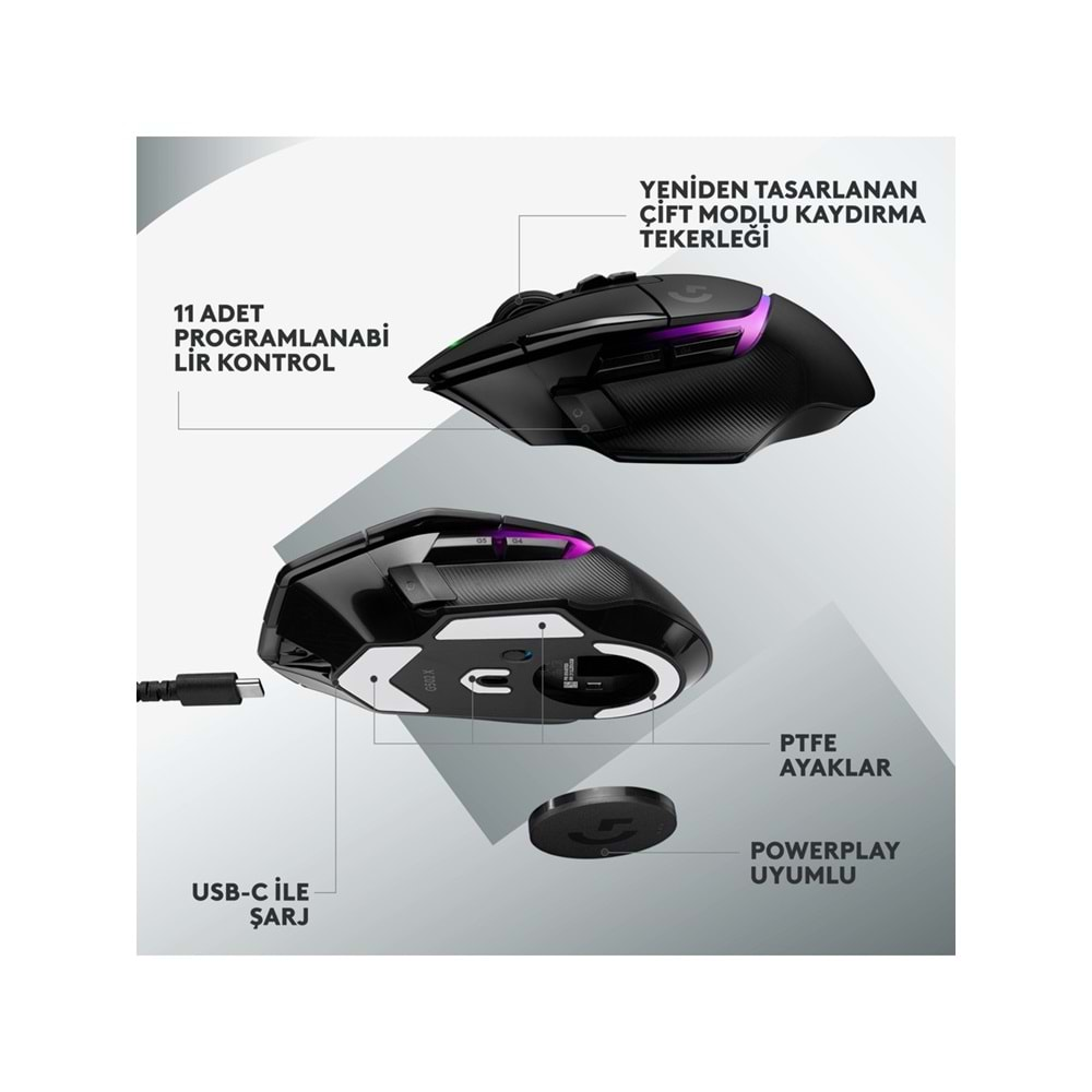 Logitech G G502 X Plus Kablosuz Gaming Mouse Siyah