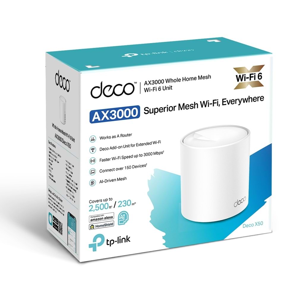 Tp-Link DECO-X50-POE-1P AX3000 Whole Home Mesh Wi-Fi 6 System with PoE