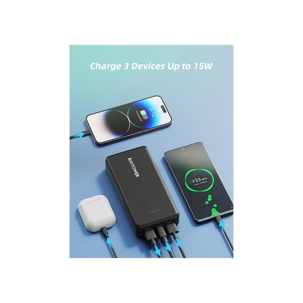 RAVPOWER RP-PB1216 20000 mah Su Geçirmez Taşınabilir Şarj Cihazı Powerbank