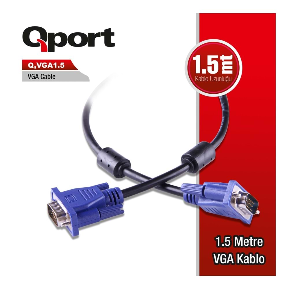 Qport 15 PİN VGA Kablo 1.5 MT