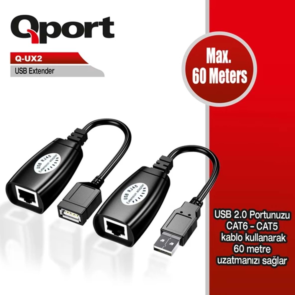 Qport 60M USB Extender 2 Li Paket
