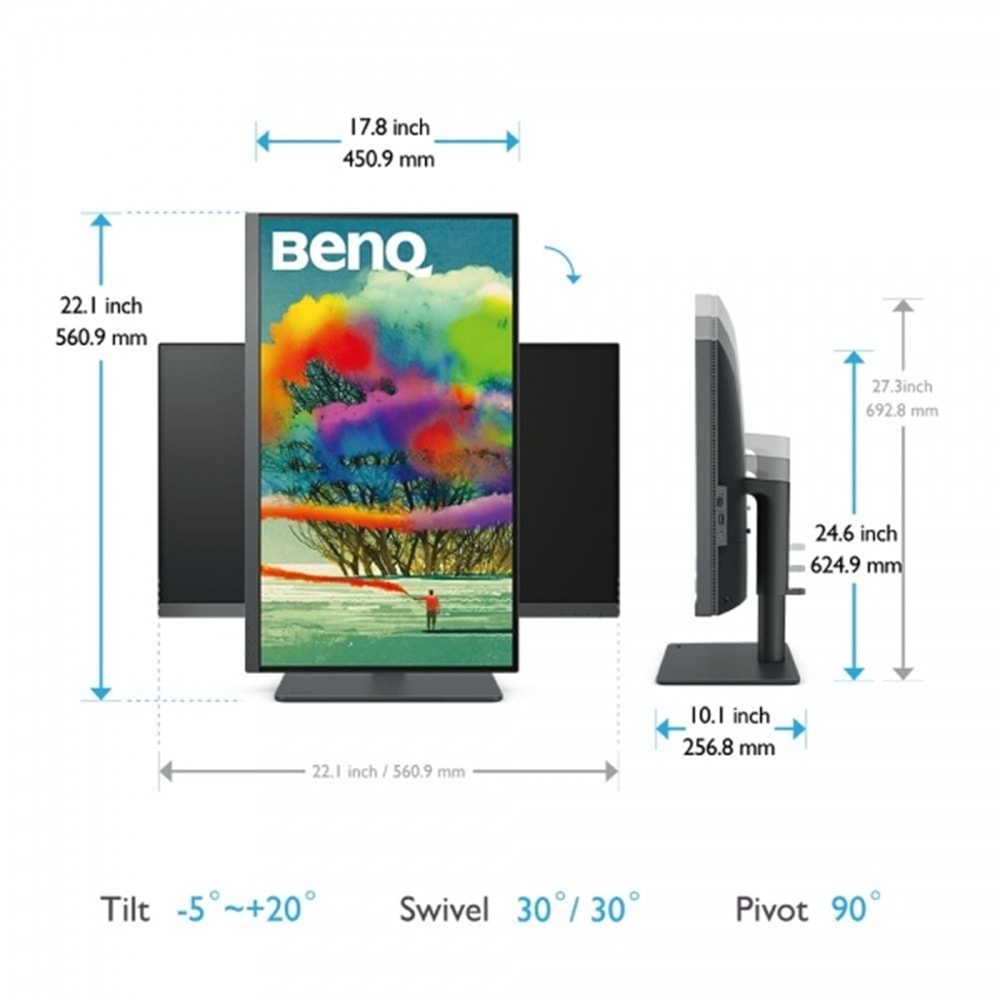 Benq PD2705U 27 IPS 4K UHD USB-C sRGB Rec.709 HDR10 PIP PBP DualView Tasarım Monitör