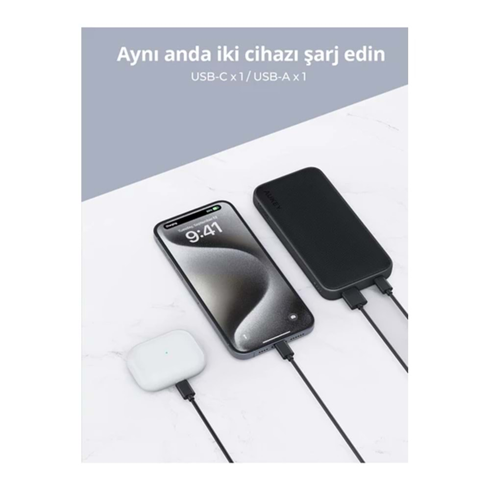 Aukey PB-Y46-GY 15W 10000 mAh Powerbank Hızlı Şarj