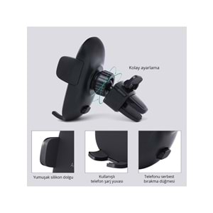 Aukey HD-C48-BK 360-Derece Esnek Tüm Cihazlarla Uyumlu Araç İçi Telefon Tutucu