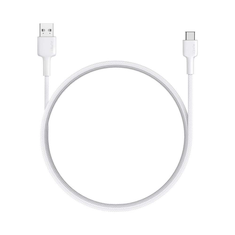 Aukey CB-CD30-WH Naylon Örgülü USB-A Type-C Şarj Kablosu (0,9 m)