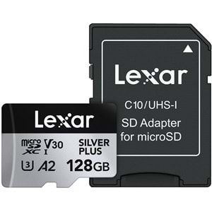 Lexar 128GB Yüksek Perfomans Silver Plus MICROSDXC UHS-I UP TO 205MB/S READ 150MB/S WRITE C10 A2 V30