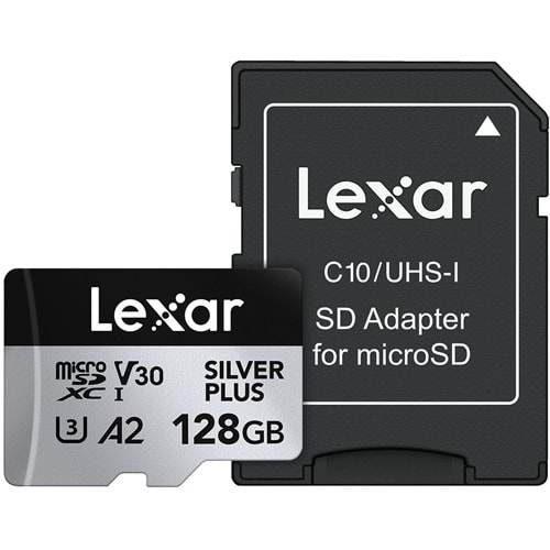 Lexar 128GB Yüksek Perfomans Silver Plus MICROSDXC UHS-I UP TO 205MB/S READ 150MB/S WRITE C10 A2 V30