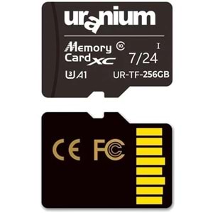 Uranium 256 GB Micro SD Card U3 7/24 Surveillance 100/50MBS Endustrıyel Hafıza Kartı