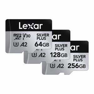 Lexar 256GB Yüksek Perfomans SILVER PLUS MICROSDXC UHS-I UP TO 205MB/S READ 150MB/S WRITE C10 A2 V30