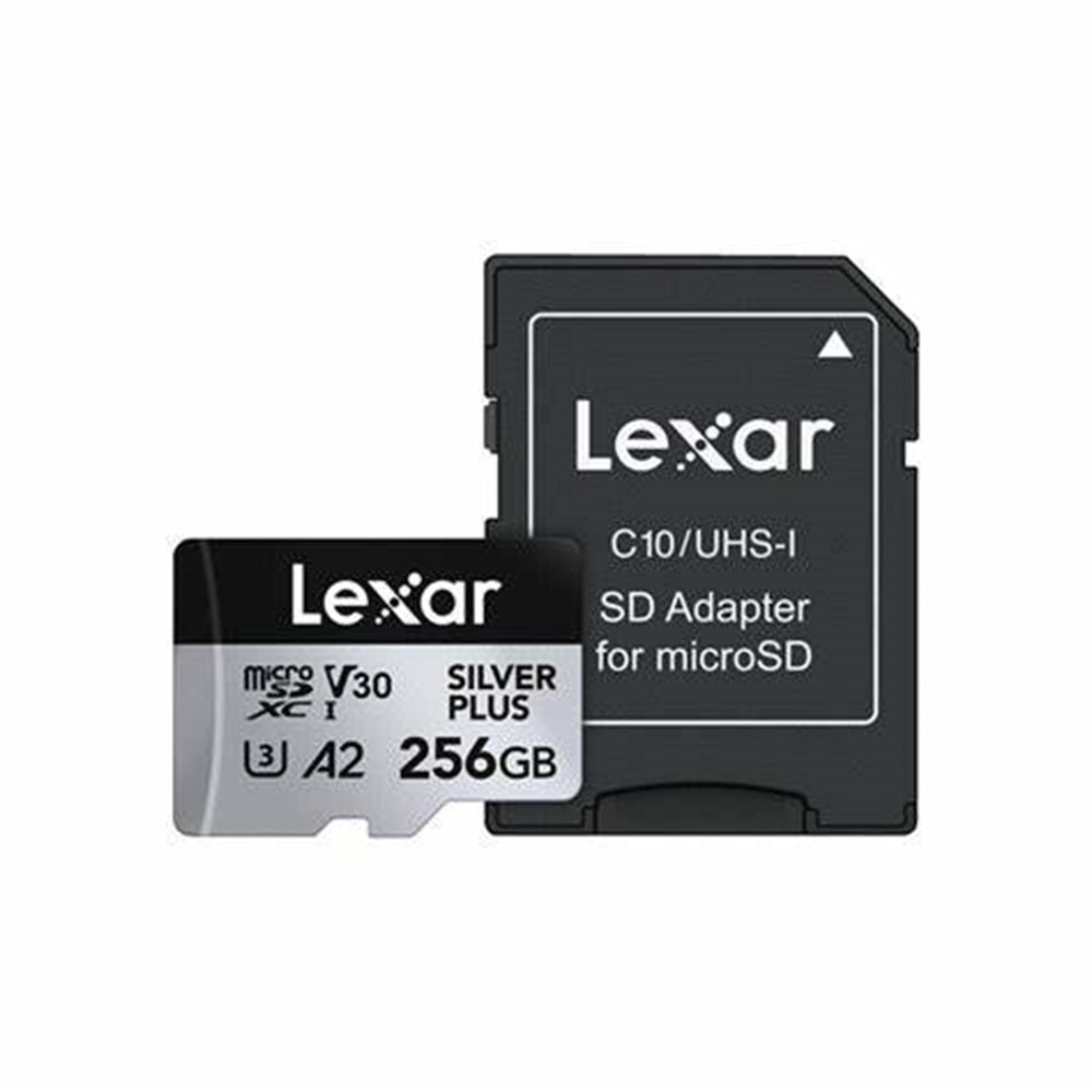 Lexar 256GB Yüksek Perfomans SILVER PLUS MICROSDXC UHS-I UP TO 205MB/S READ 150MB/S WRITE C10 A2 V30