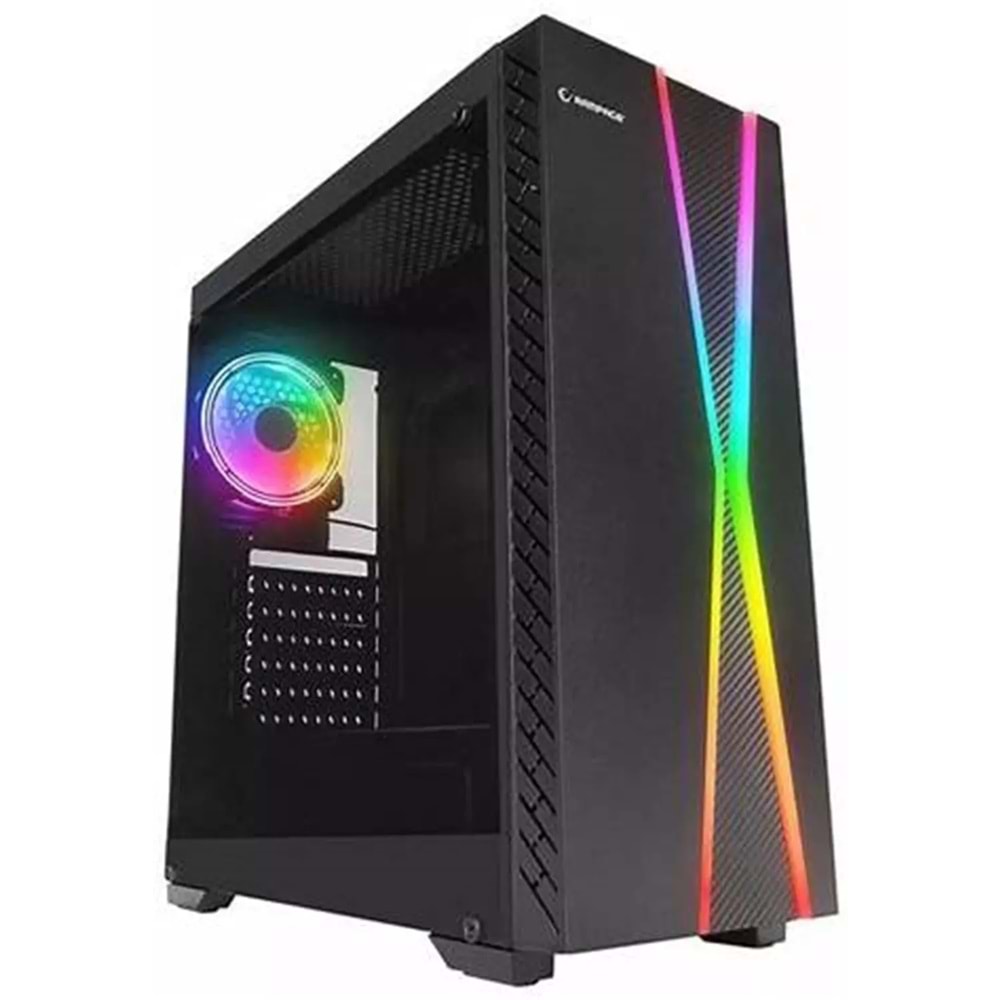 Aztech AZT201 W5*RGB Fan Uzaktan Kumandalı Temperli Cam RGB Switch Beyaz Akvaryum Gaming Kasa