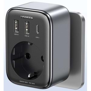 UGreen Akım Korumalı Prizi 2XUSB-A TYPE-C 30W Gan Hızlı Şarj Cihazı