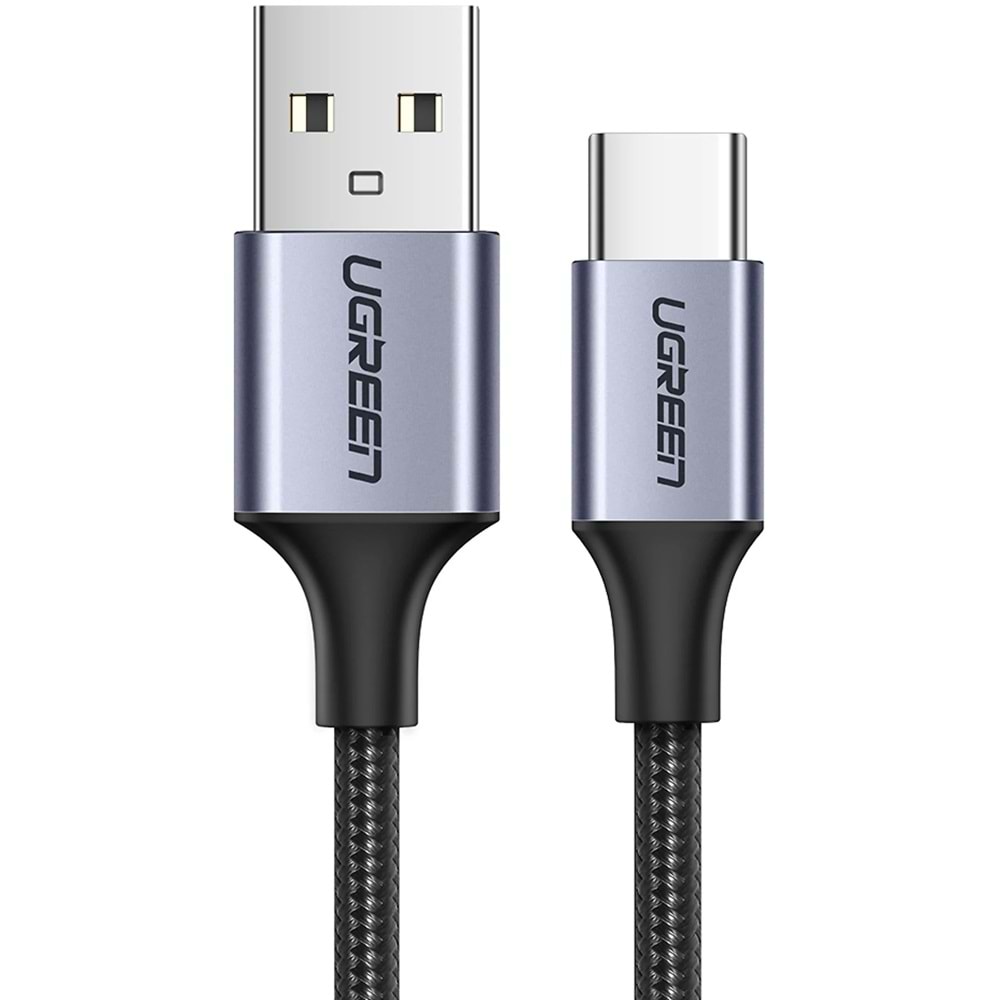 UGreen TYPE-C TO USB-A 3A QC Örgülü Hızlı Şarj Kablosu 1 MT Siyah
