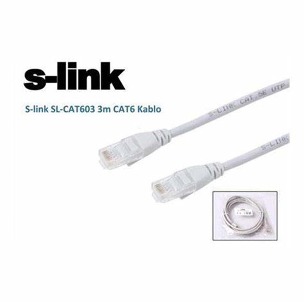 S-Link SL-CAT603 3MT CAT6 Patch Kablo Siyah