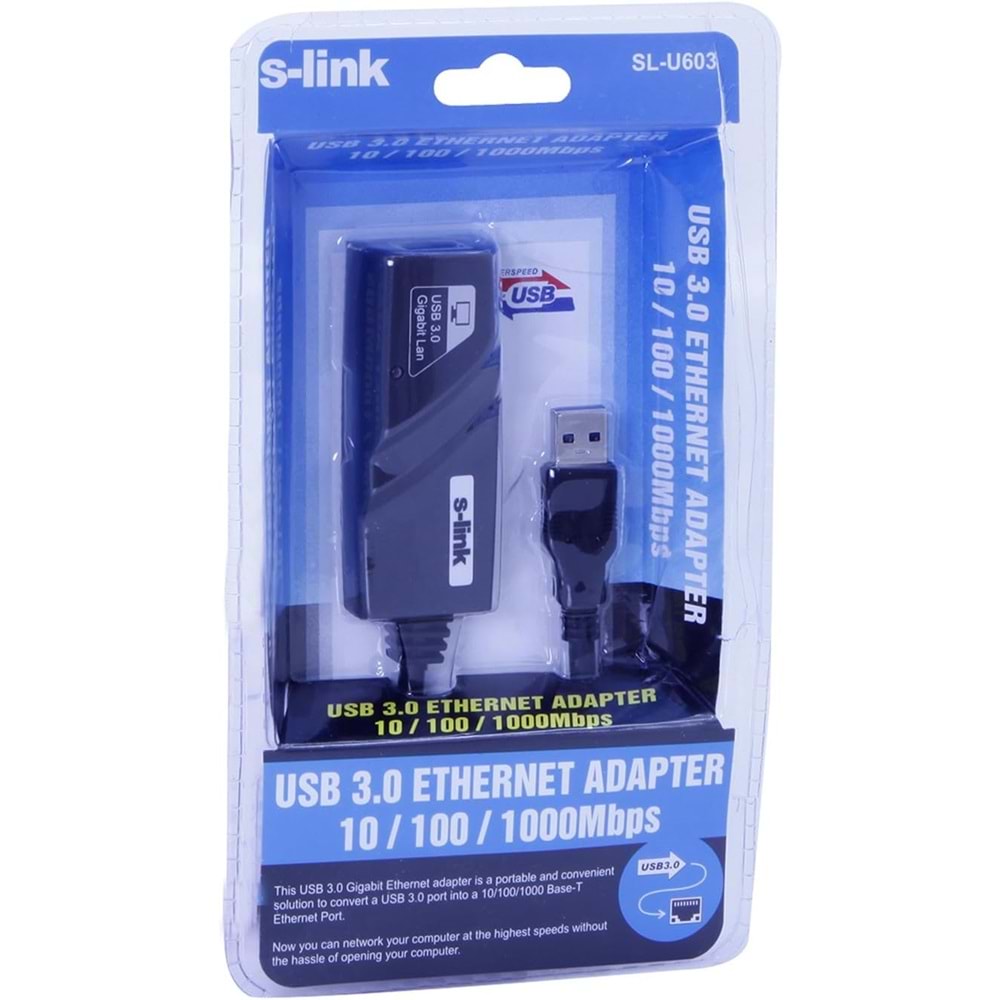 S-Link SL-U603 USB 3.0 TO RJ45 10/100/1000MBPS Gigabit Ethernet Dönüştürücü