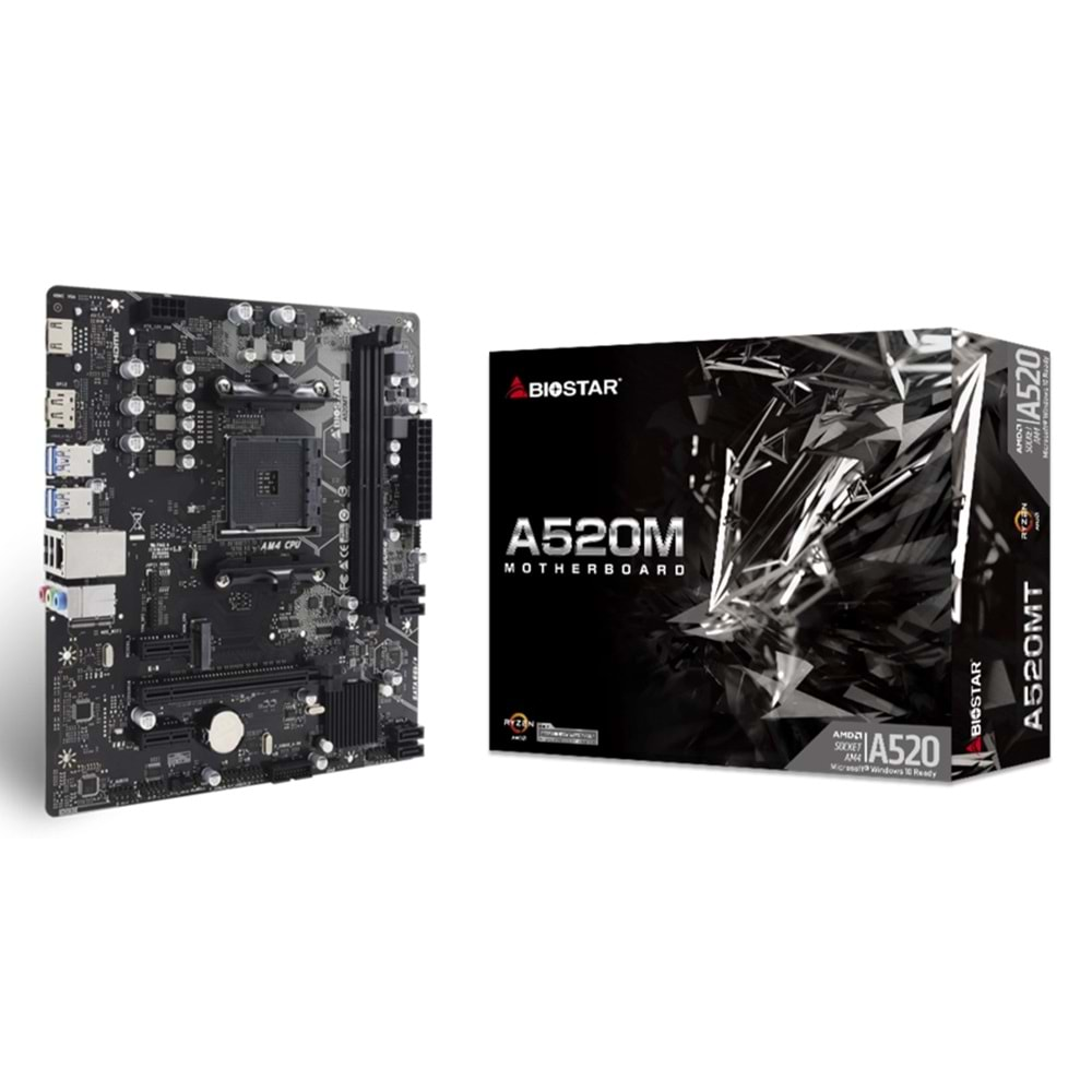 Biostar A520MT AMD A520 DDR4 M2 USB 3.2 DP/HDMI PCI 3.0 AM4 Anakart