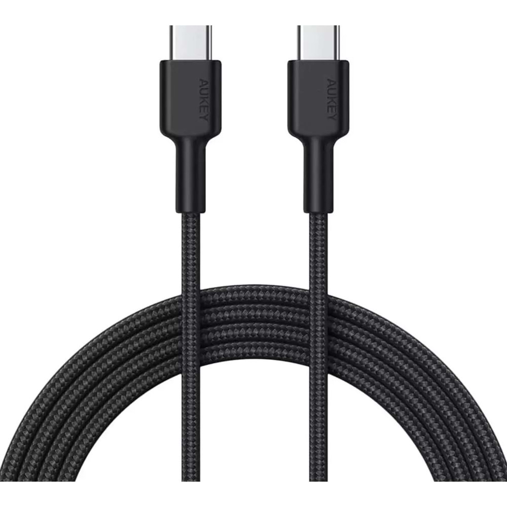Aukey CB-CD45-BK Naylon Örgülü Type-C Type-C Şarj Kablosu (0.9m)