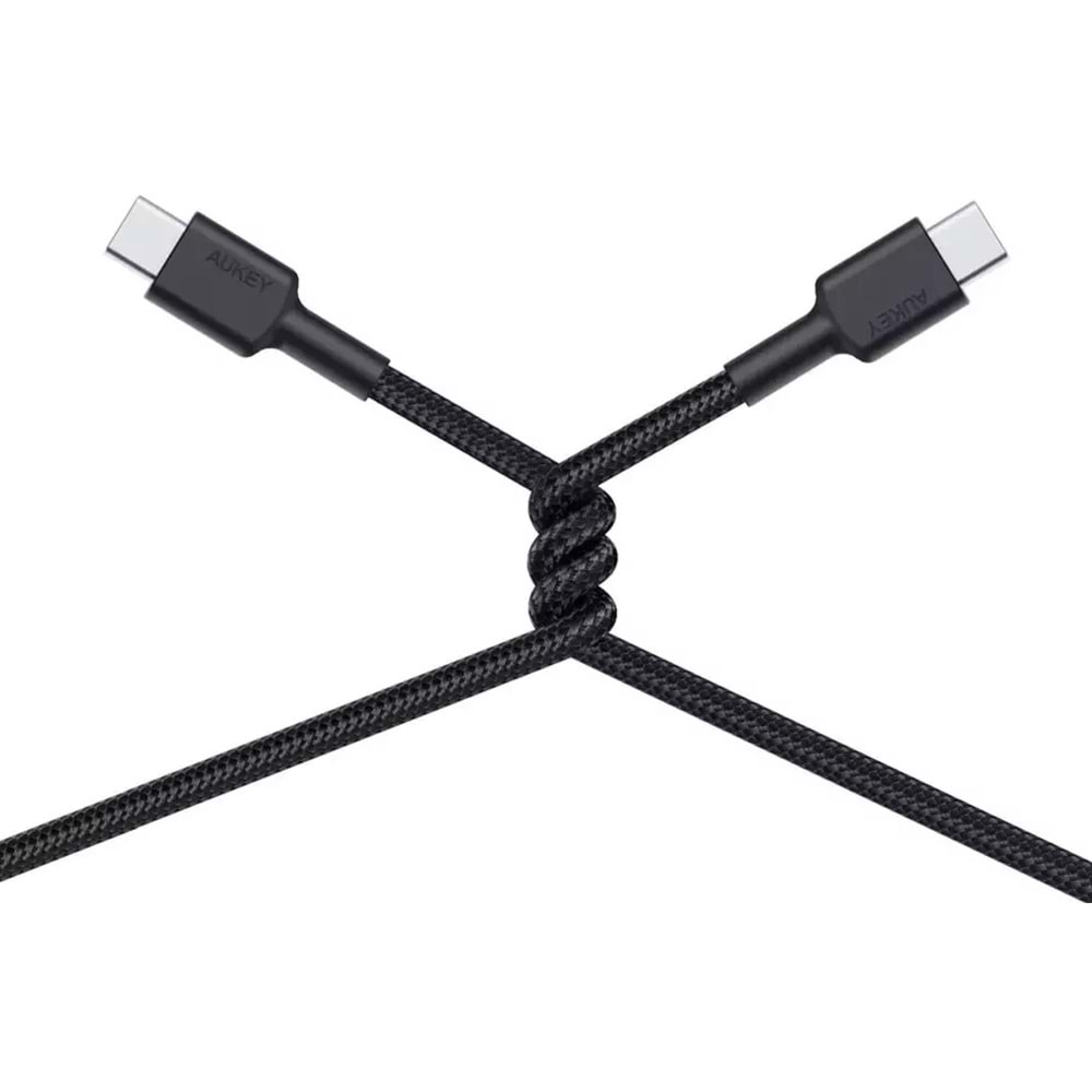 Aukey CB-CD45-BK Naylon Örgülü Type-C Type-C Şarj Kablosu (0.9m)