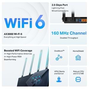 Tp-Link Archer AX55 PRO AX3000 2402MBPS DUAL BAND 2.5G GIGABIT WI-FI 6 Router