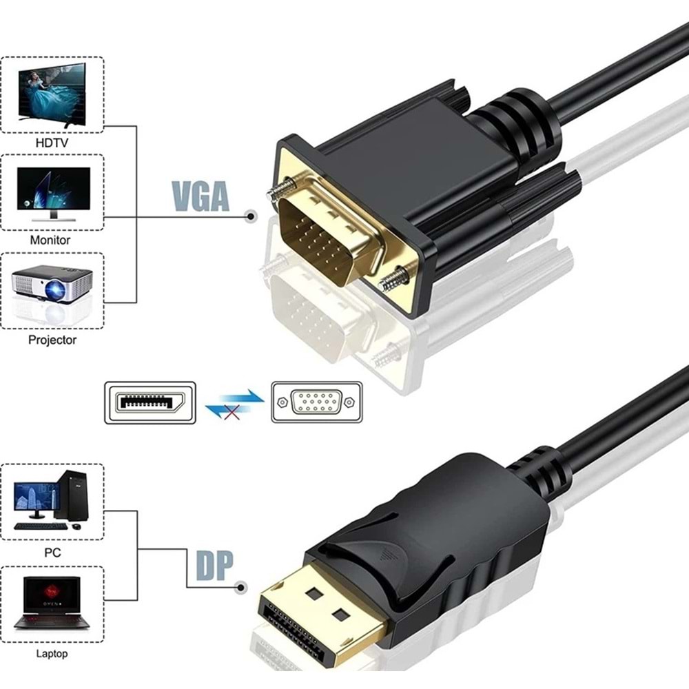 Dark DK-CB-DPXVGAL180 1.8MT DISPLAY PORT TO VGA Dönüştürücü Kablo