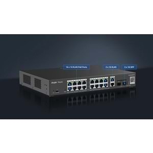 Ruijie Reyee RG-ES220GS-P 16-Port +2XGB RJ45/SFP(240W) Yön. Uplink Cloud Switch