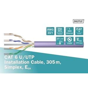 Digitus Cat6 Mor UTP Top Kablo Saf Bakır (305m)