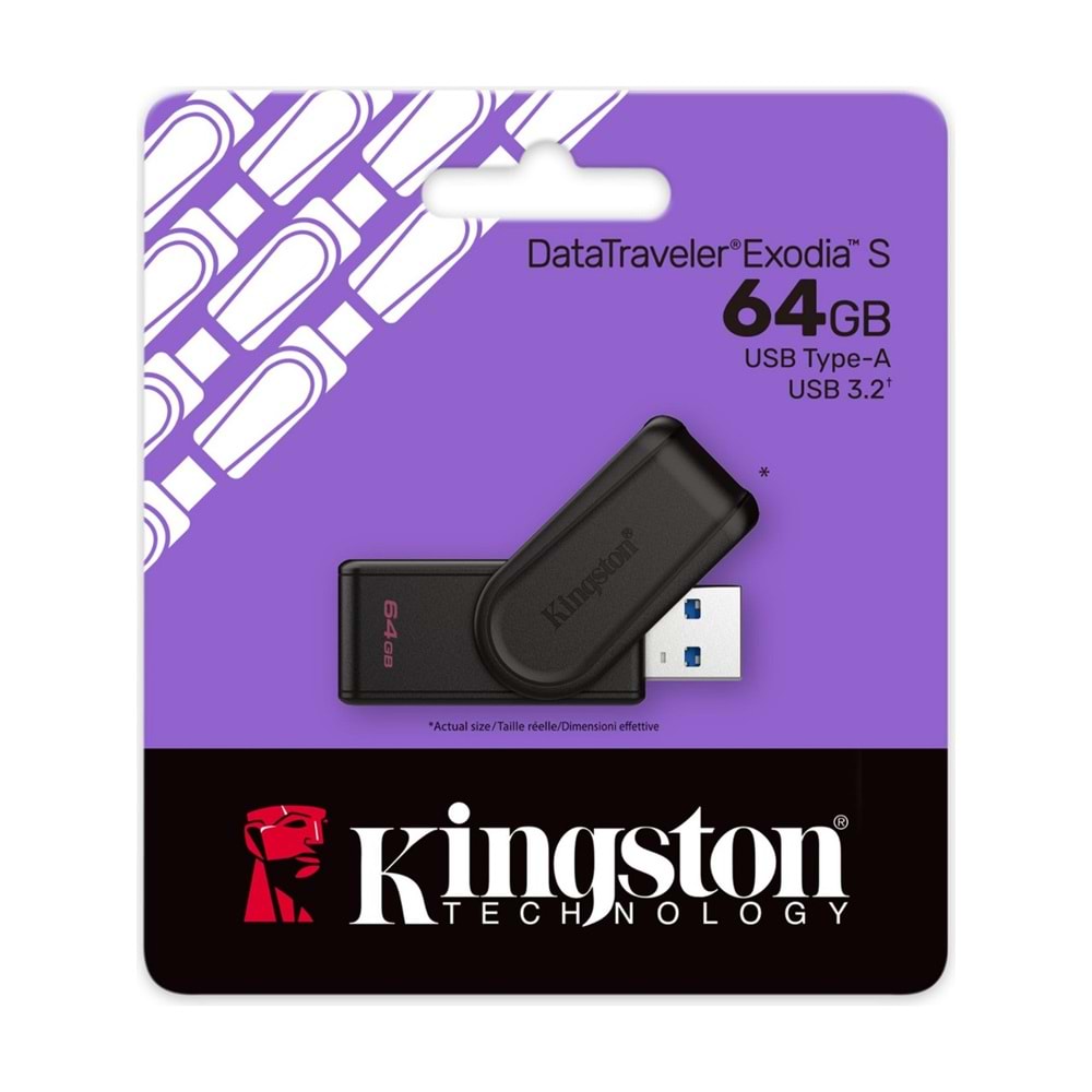 Kingston Exodia S 64GB USB 3.2 Gen Flash Bellek Siyah - DTXS/64GB