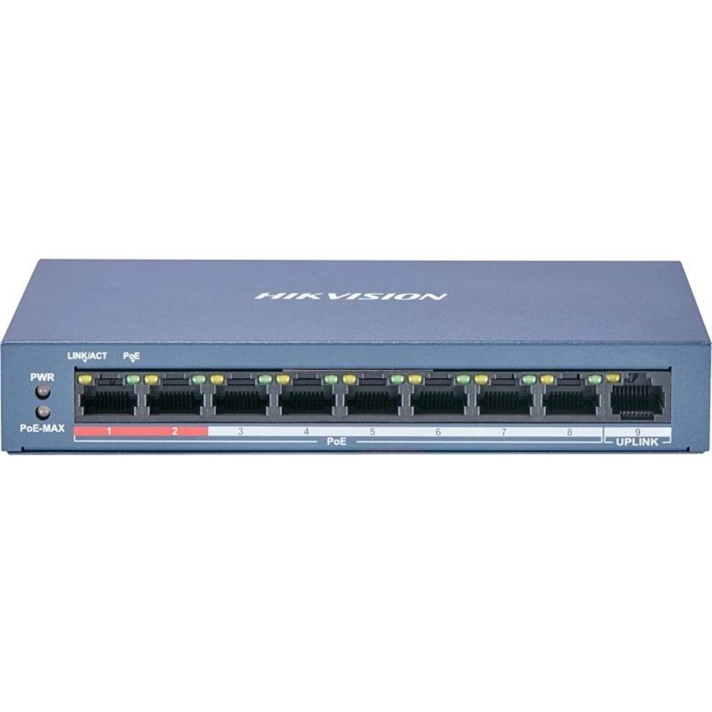 Hikvision DS-3E310P-E/M(B) 8 Port PoE (80W) 10/100Mbps + 2GE Uplink Switch