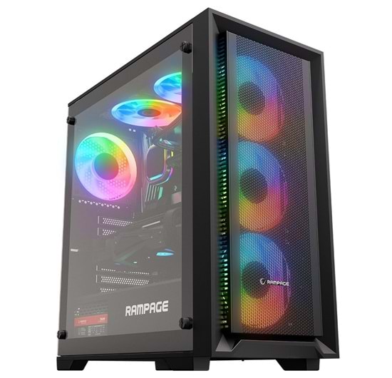 Rampage VOYAGER 750W 80+ BRONZE RGB ATX Mid-T Gaming Oyuncu Kasası (Siyah)