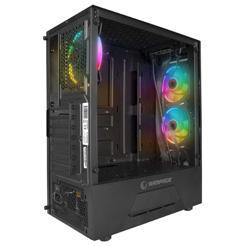 Rampage FUSION 650W 80+ BRONZE Rainbow Temperli Cam ATX Mid-T Gaming Oyuncu Kasa