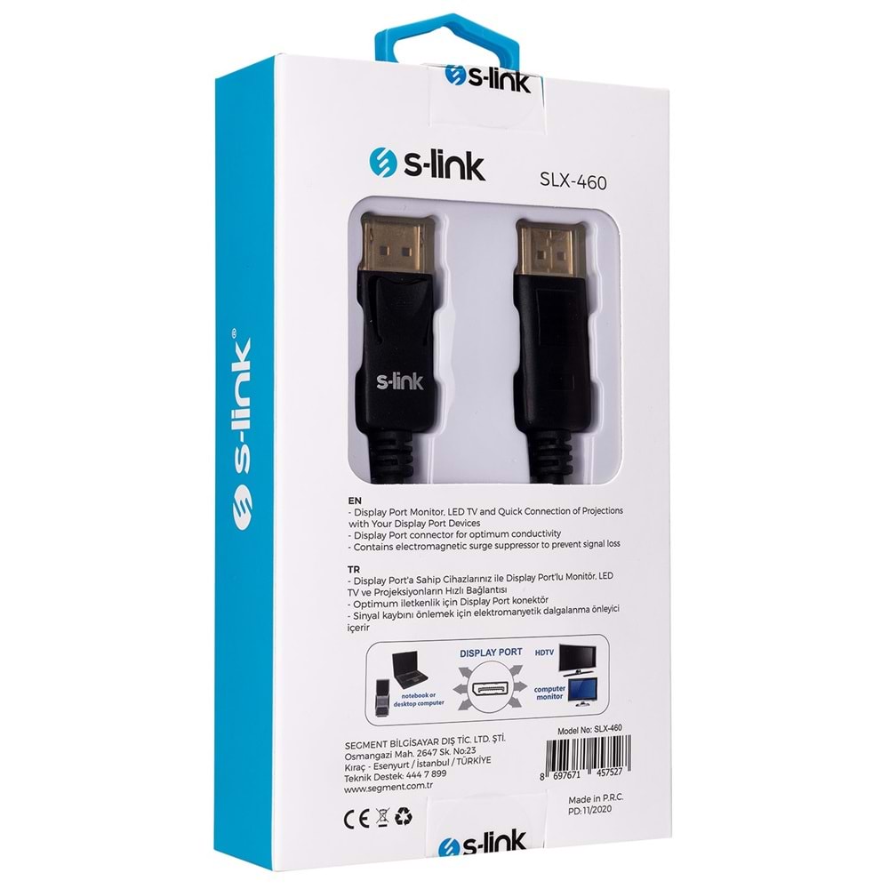 S-link SLX-460 4k-Display Port M/M 1.5m Kablo