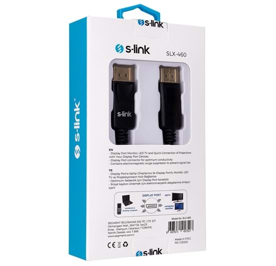 S-link SLX-460 4k-Display Port M/M 1.5m Kablo