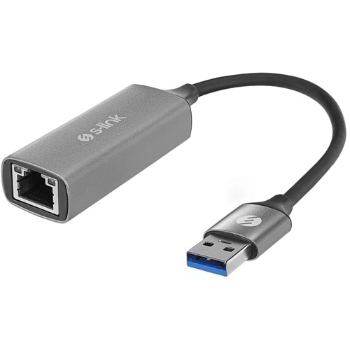 S-link SW-U334 Gri Metal USB 3.0 to RJ45 10/100/1000Mbps Gigabit Adaptör