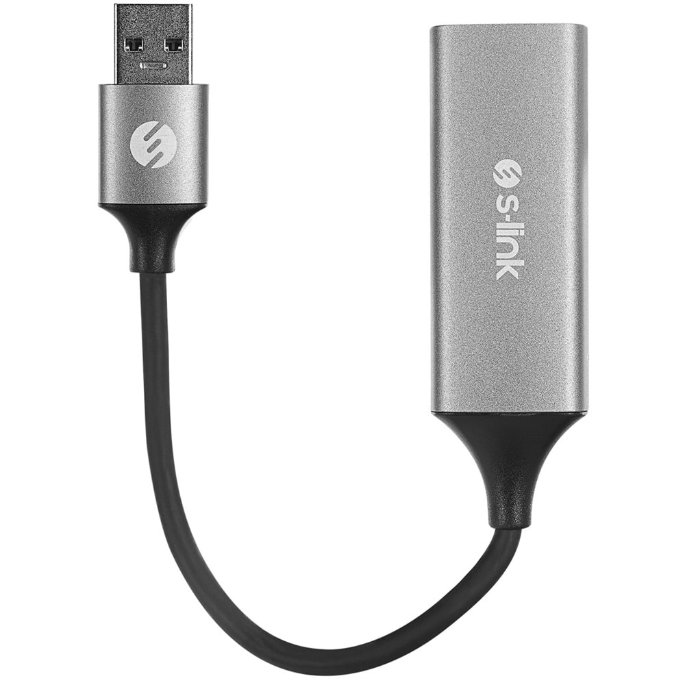 S-link SW-U334 Gri Metal USB 3.0 to RJ45 10/100/1000Mbps Gigabit Adaptör