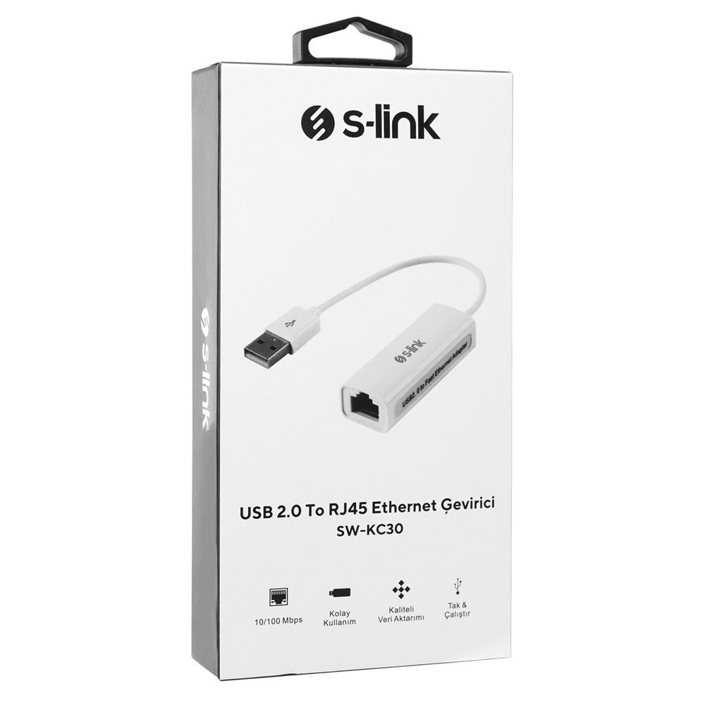 S-link SW-KC30 Usb 2.0 To RJ45 Win10 Uyumlu Ethernet Çevirici